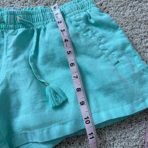 Lilly Pulitzer Linen drawstring shorts Aqua blue green Medium - Picture 6 of 11